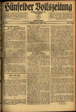 Ausgabe vom Mittwoch, den 21. April 1920.