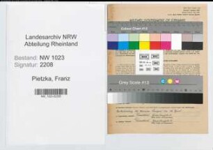 Entnazifizierung Franz Pietzka , geb. 03.12.1893 (Beamter)
