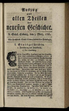 X. Stück. Coburg, den 3. Merz, 1756.