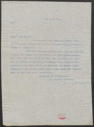 Brief an Sylvio Lazzari : 23.04.1913