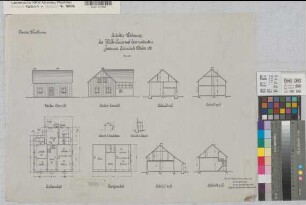 Balve (Balve) Arbeiterwohnung auf dem untersten Hammer Ansichten, Schnitte, Grundrisse 1916 1 : 100 48 x 63 Zeichnung Landsberg-Velensches Bauamt Landsberg-Velen
