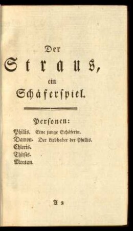 Der Straus, ein Schäferspiel