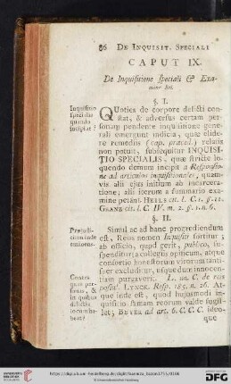 Caput IX.: De Inquisitione speciali & Examine Rei