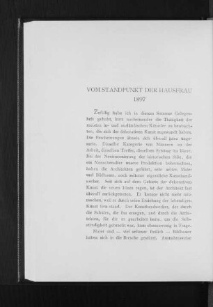 Vom Standpunkt der Hausfrau 1897
