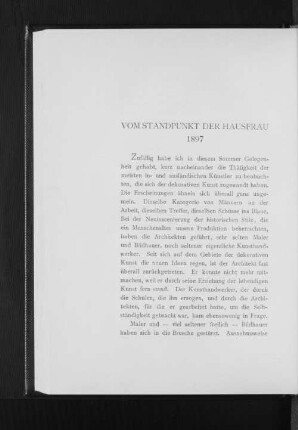 Vom Standpunkt der Hausfrau 1897