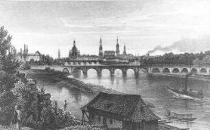 Dresden. Schiffsmühle, um 1850, Repro