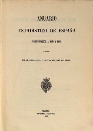 Anuario estadístico de España. 1859/60 (1860)