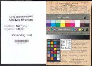 Entnazifizierung Kurt Hemmerling , geb. 20.03.1914 (Lehrer)