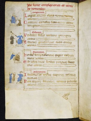Verse: Sanguineus: Largus amans ylaris (Regimen sanitatis)