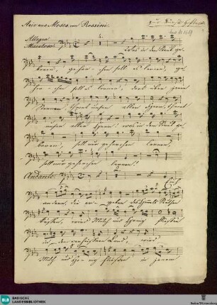 Mosè in Egitto. Excerpts - Don Mus.Ms. 1689 : B, orch