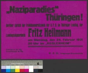 Plakat der KPD zu einer Wahlkundgebung am 24. Februar 1931 in Braunschweig