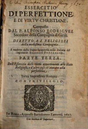 Essercitio di perfettione, e di virtù christiane, 3.. Dell'essercitio delle virtù