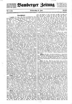 Bamberger Zeitung. 1852,7/12, 1852,7/12
