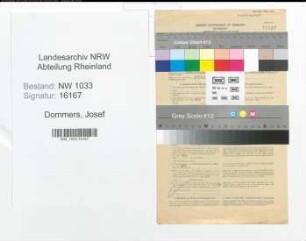 Entnazifizierung Josef Dommers , geb. 12.04.1920 (Schlosser)
