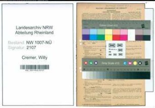 Entnazifizierung Willy Cremer , geb. 22.03.1902 (Elektriker)