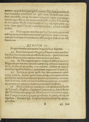 Quaestio II. De apparitionibus mortuorum a magis factis, & de spectris.