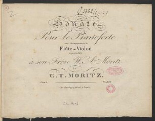 Sonate Pour le Pianoforte avec Accompagnement de Flûte ou Violon Oeuv. 2.