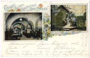 Gruß aus dem Restaurant "Drei Rosen", Inh.: Heinr. T. Nagel, Leipzig, Peterstr. 27