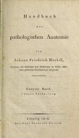 Handbuch der pathologischen Anatomie. 2,2