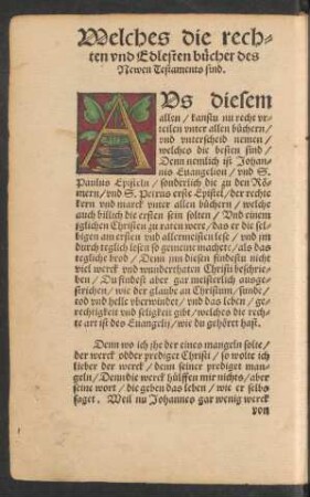 Welches die rechten und edlesten bücher des Newen Testaments sind.