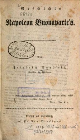 Geschichte Napoleon Buonaparte's