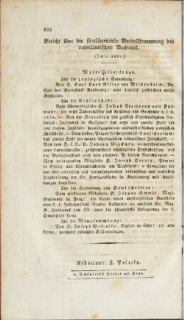 Bericht vom vaterländischen Museum