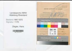 Entnazifizierung Hans Ziegler , geb. 30.09.1895 (Verwaltungsangestellter)