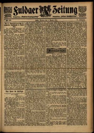 Ausgabe vom Montag, den 01. August 1904.