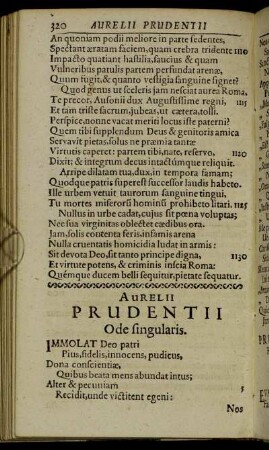 Aurelii Prudentii Ode singularis.