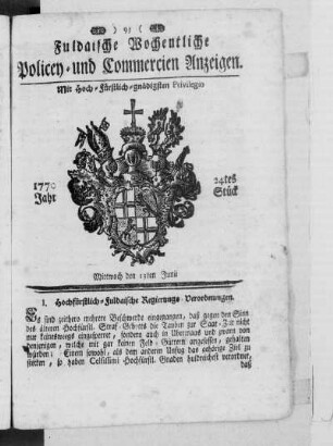 24tes Stück, Ausgabe vom 13. Junii 1770