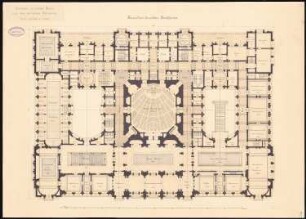 Reichstag, Berlin Zweiter Wettbewerb: Grundriss 1. OG 1:200
