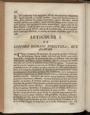 Articulus I. De Corporis Humani Structura, Sive Anatome.
