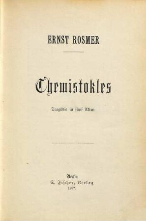 Themistokles : Tragödie in fünf Akten