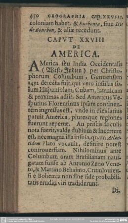 Caput XXVIII. De America