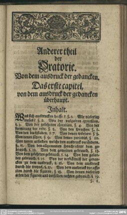 Anderer theil der Oratorie. Von dem ausdruck der gedancken