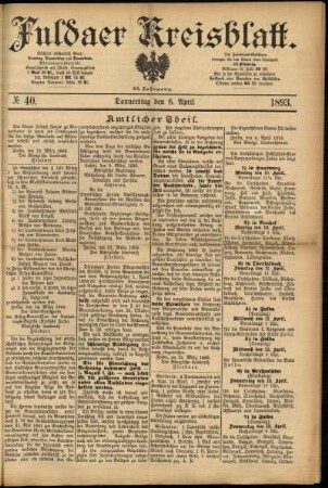 Erste Ausgabe vom Donnerstag, den 06. April 1893.