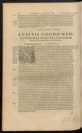 Eusebii ... Ecclesiasticae Historiae Liber Decimus.