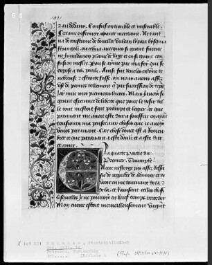 Triomphes des Petrarca — Initiale E und Teilbordüre