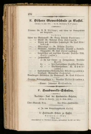 E. Höhere Gewerbschule zu Cassel.