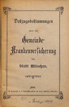 Vollzugsbestimmungen über die Gemeinde-Krankenversicherung der Stadt München