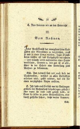 III. Vom Rechnen.
