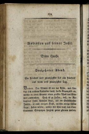 Robinson auf seiner Insel. Dritte Epoche.