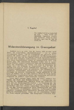 1. Kapitel Widerstandsbewegung im Grenzgebiet