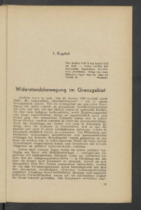 1. Kapitel Widerstandsbewegung im Grenzgebiet