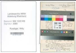 Entnazifizierung Willy Ruediger , geb. 08.06.1900 (Postsekretaer)