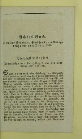 Achtes Buch. Von der Erhebung Sachsens zum Königreiche bis zum Jahre 1834