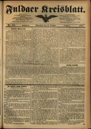 Erste Ausgabe vom Samstag, den 12. Oktober 1907.