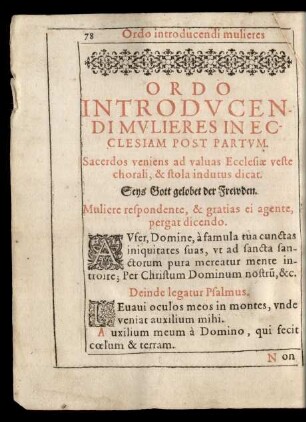 Ordo Introducendi Mulieres In Ecclesiam Post Partum.