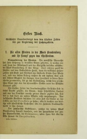 Erstes Buch. Geschichte Brandenburgs von den ältesten Zeiten bis zur Regierung der Hohenzollern