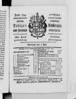 27tes Stück., Ausgabe vom 2. Juli 1794